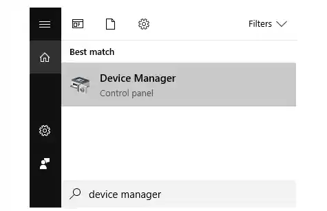 Device Manager Melalui Pencarian